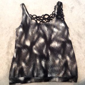 Black and white tank with back detailing